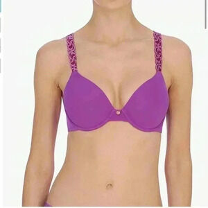 NATORI Pure Luxe Full Fit Bra Purple Contour Underwire Plunge 34DD